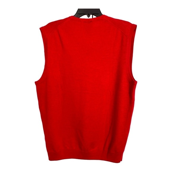 Jos. A. Bank Traveler’s Collection Red 100% Merino Wool V-Neck Sweater Vest L - Picture 2 of 9